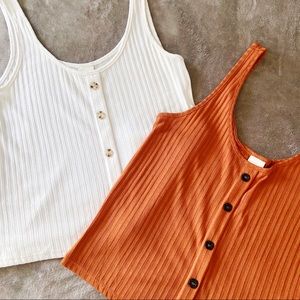 H&M Rust/Orange Ribbed Button Tank